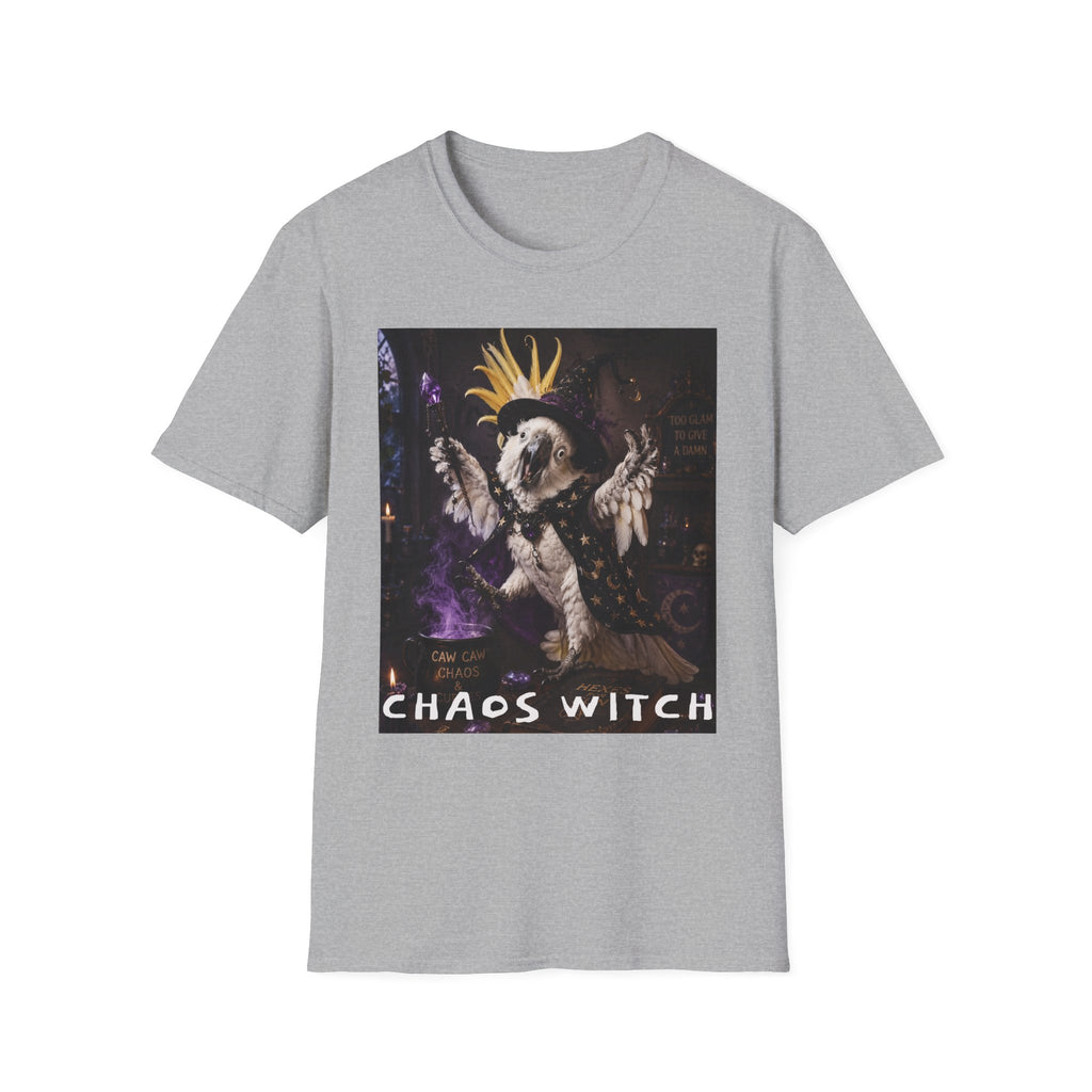 Chaos Witch T‑Shirt — Gothic Crow Crown Illustration
