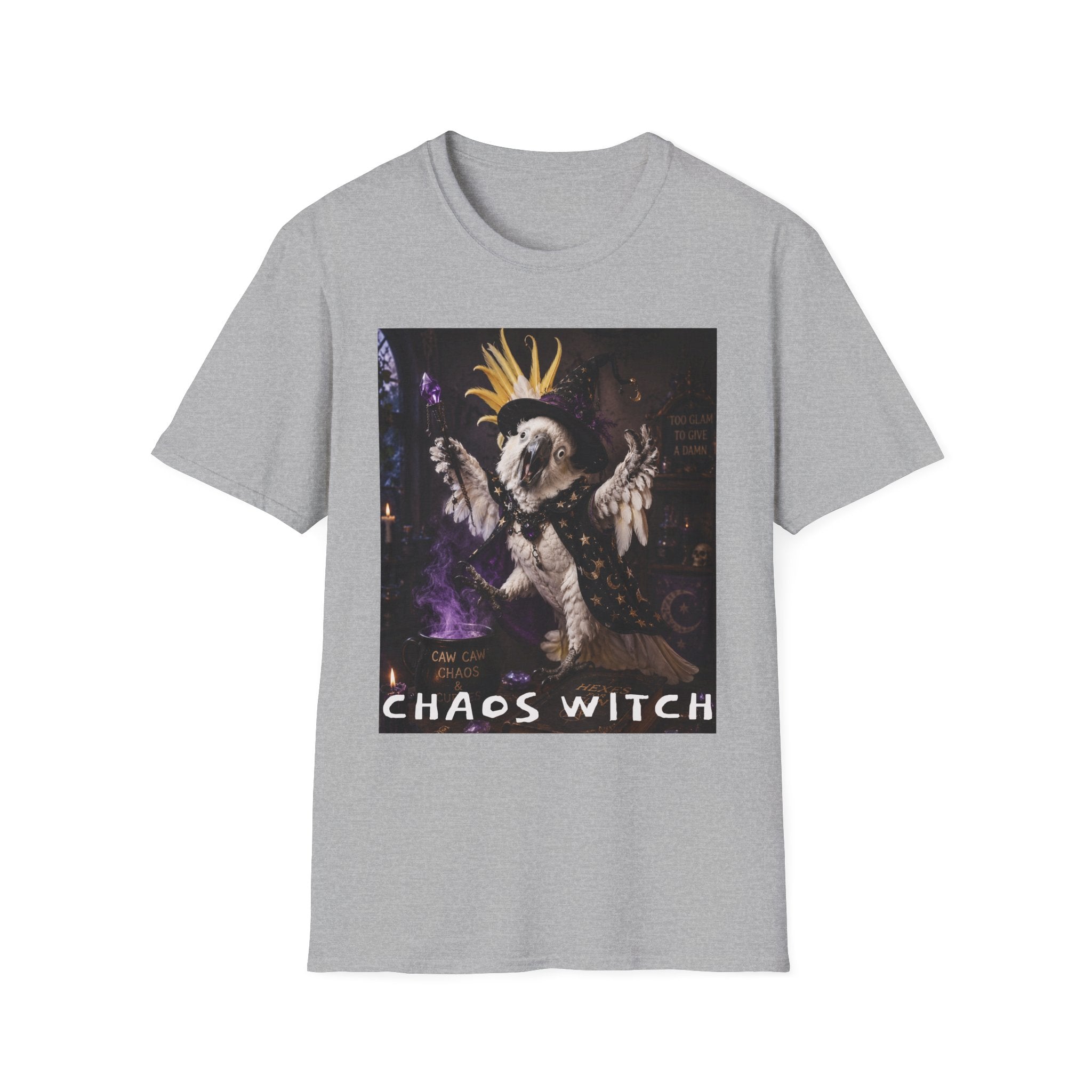 Chaos Witch T‑Shirt — Gothic Crow Crown Illustration