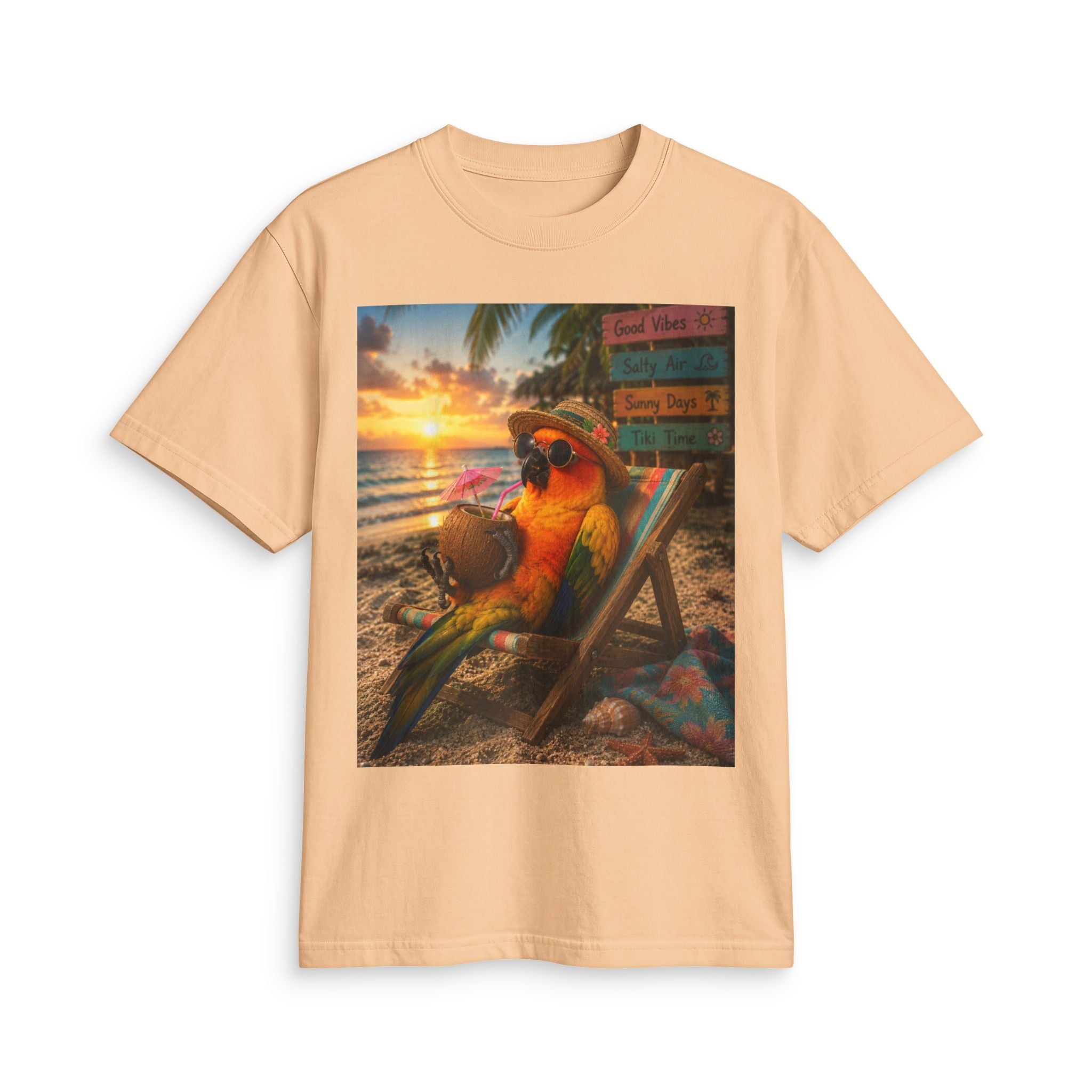 T-Shirt — "Birds and Salt Life" Tropical Beach Parrot Graphic Tee