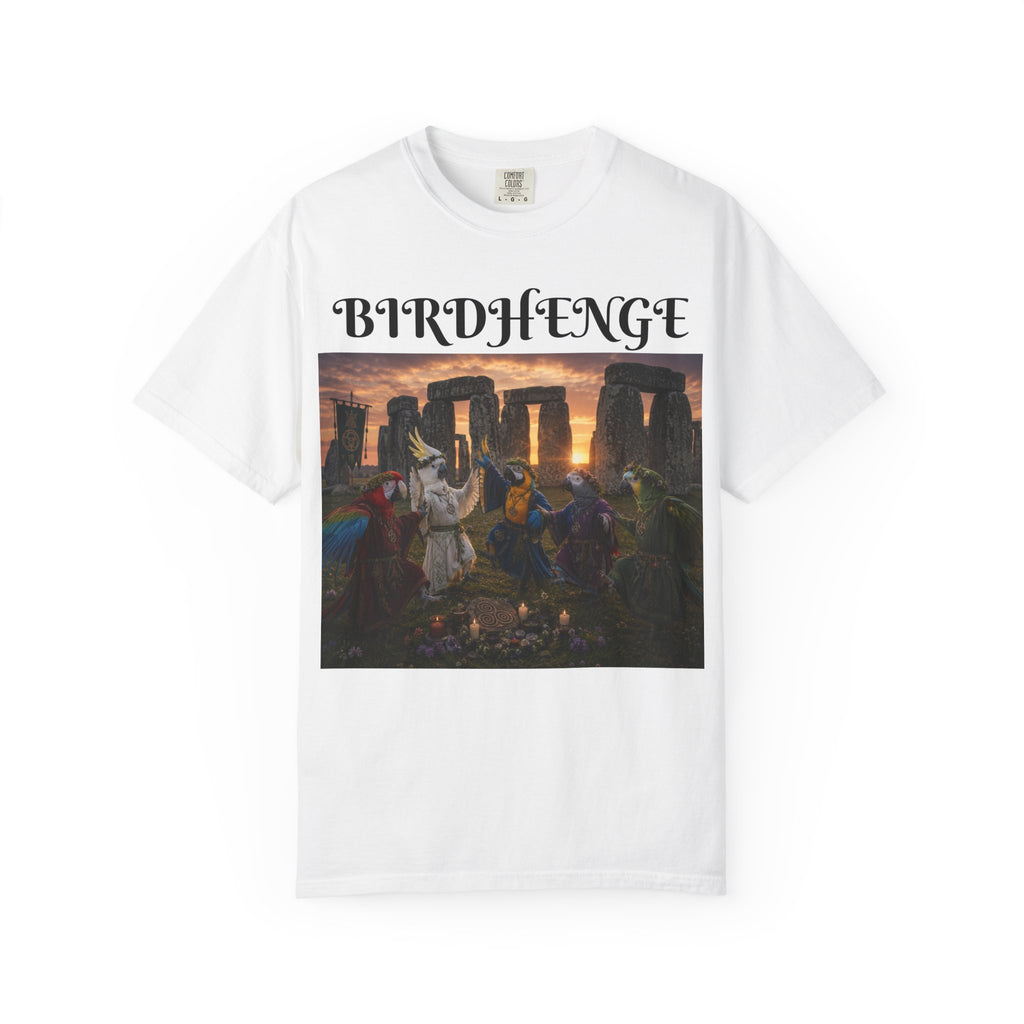 Birdhenge T‑Shirt — Vintage Stonehenge Witchy Graphic Tee (“I’ve Got Room For Birds And Brooms”)