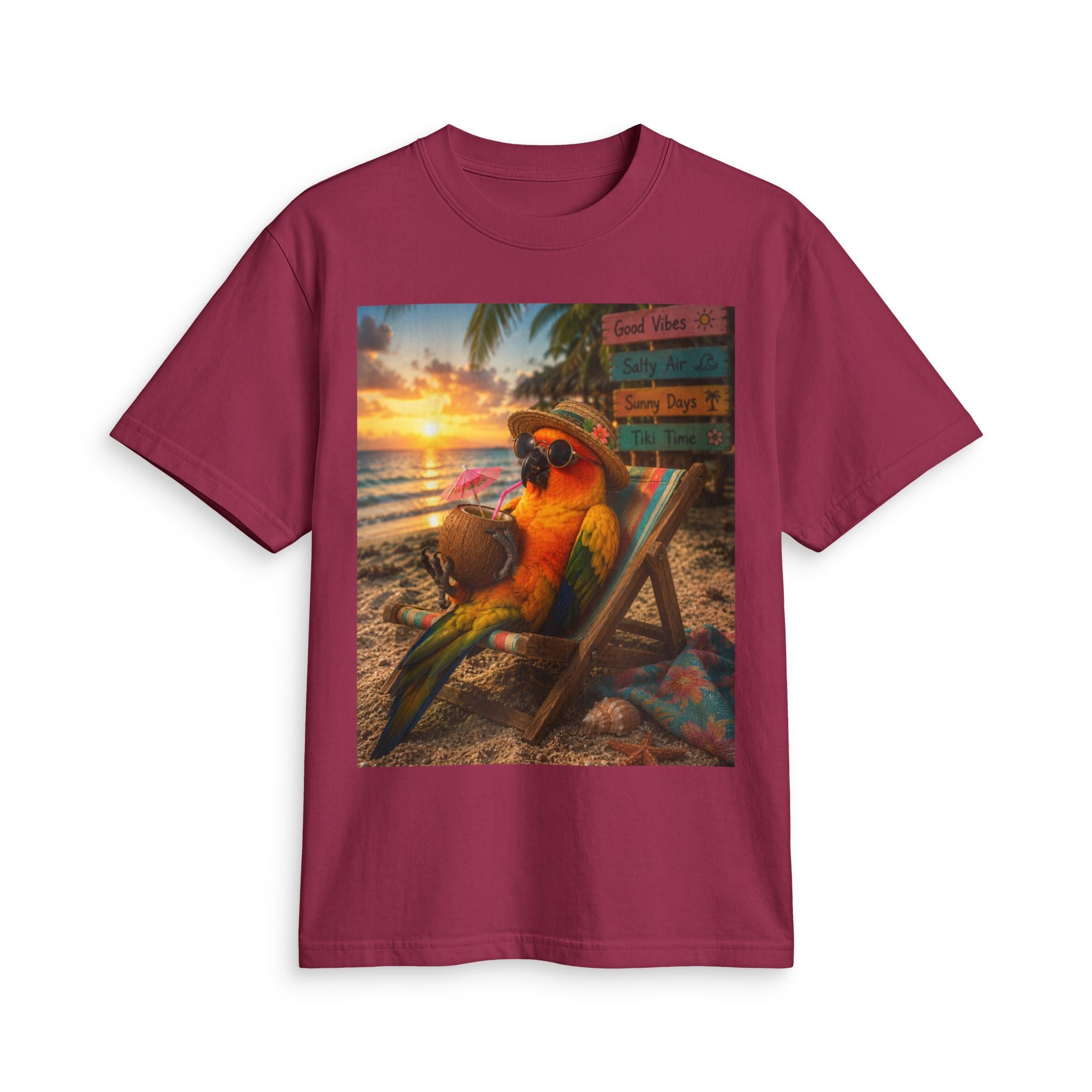 T-Shirt — "Birds and Salt Life" Tropical Beach Parrot Graphic Tee