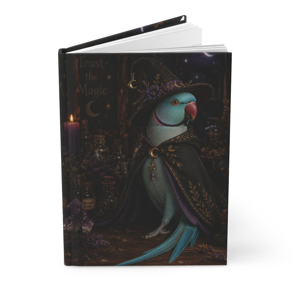Witchy Parakeet Hardcover Journal — 'Trust the Magic' Mystical Notebook