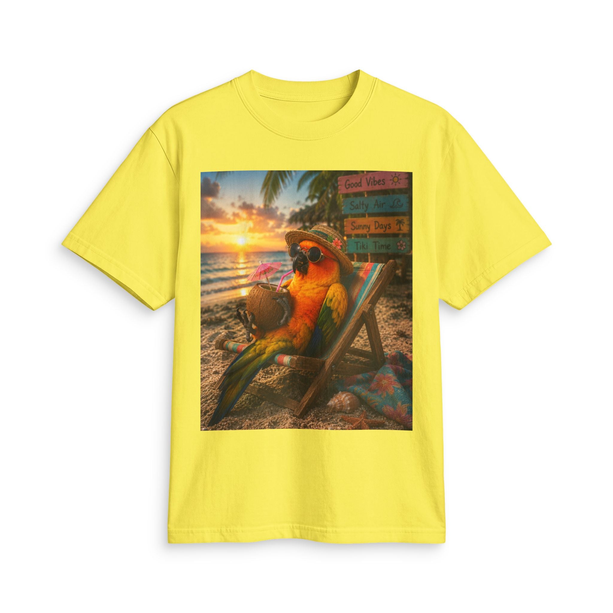 T-Shirt — "Birds and Salt Life" Tropical Beach Parrot Graphic Tee