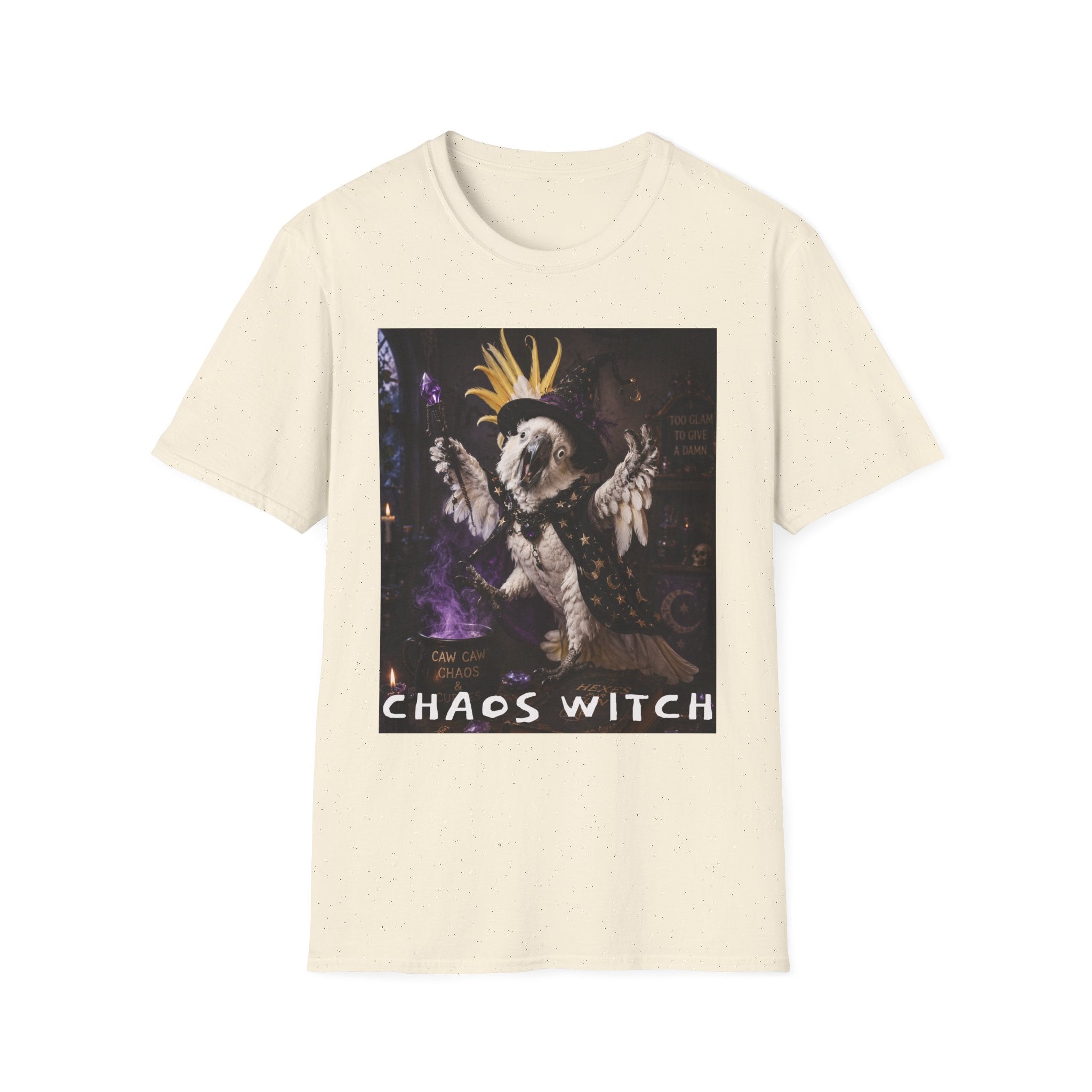 Chaos Witch T‑Shirt — Gothic Crow Crown Illustration