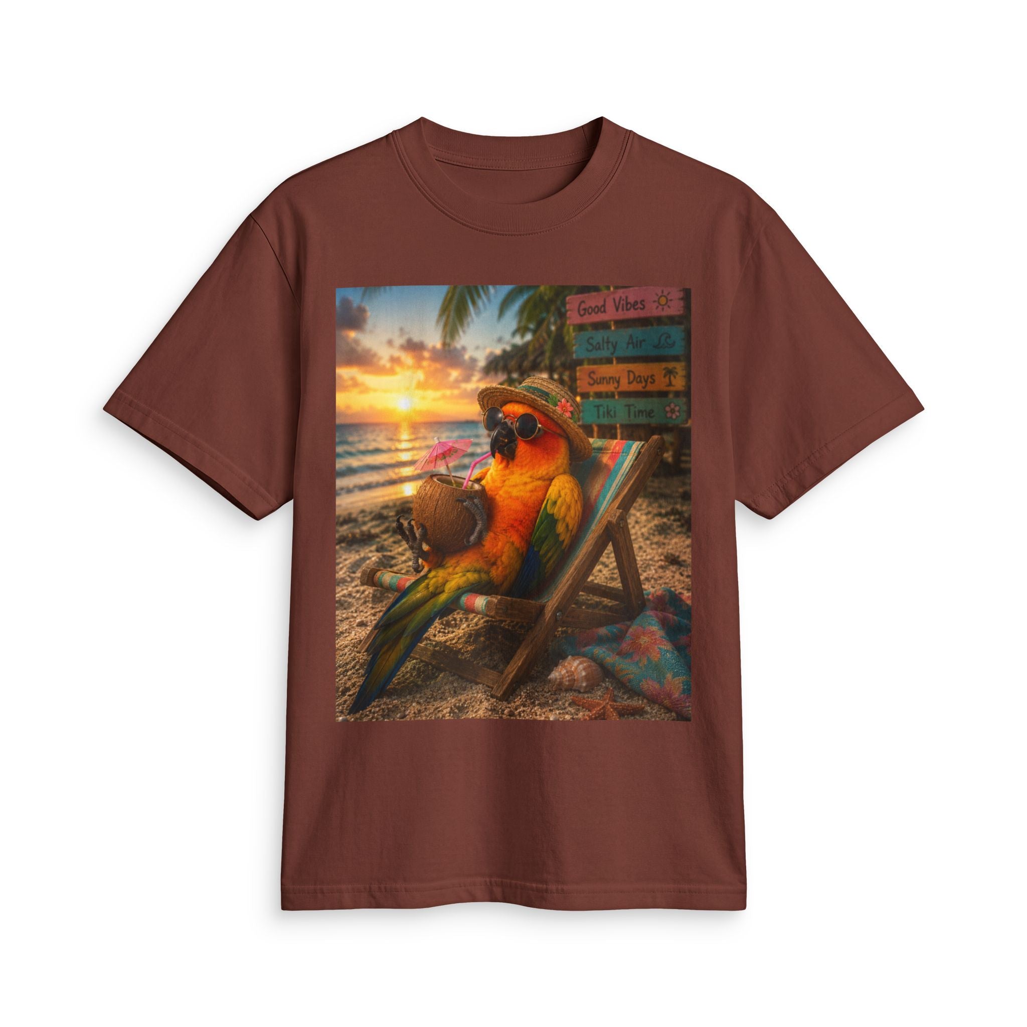 T-Shirt — "Birds and Salt Life" Tropical Beach Parrot Graphic Tee