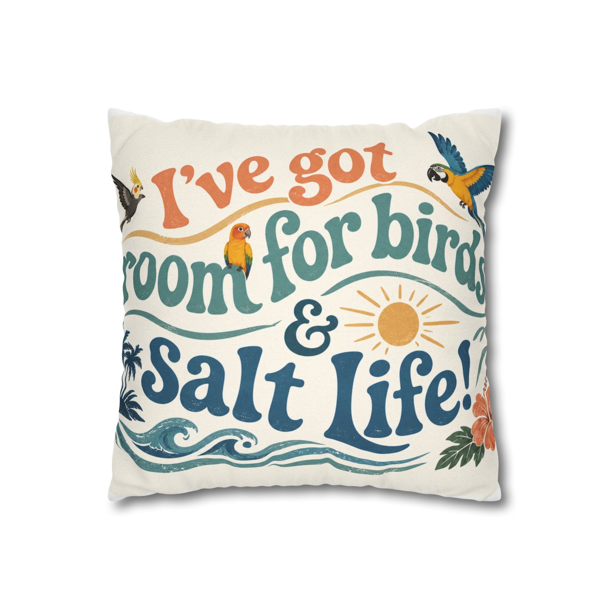 Coastal Birds & Salt Life Decorative Pillowcase