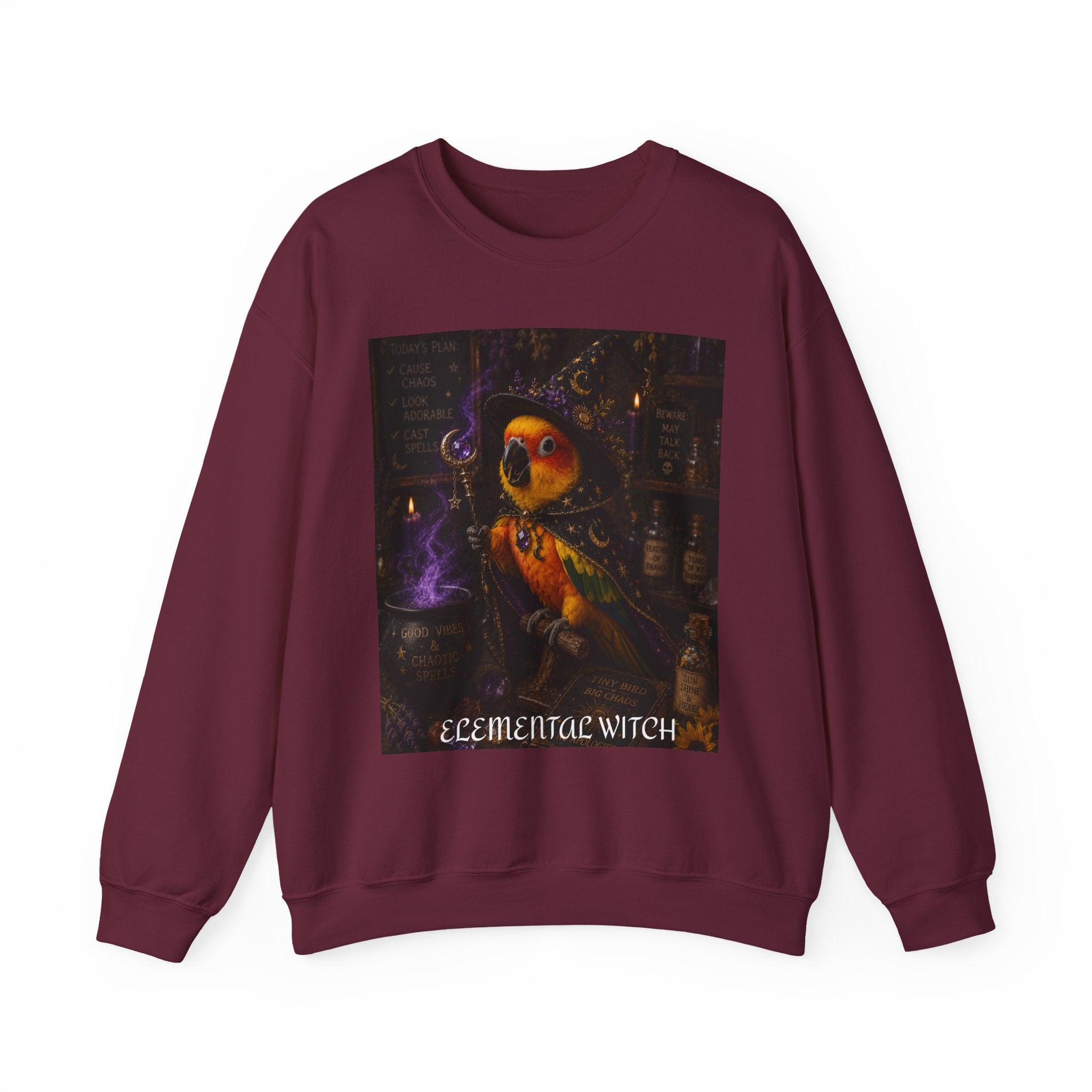 Elemental Witch Sun Conure l Sweatshirt – Mystical Halloween Graphic Crewneck