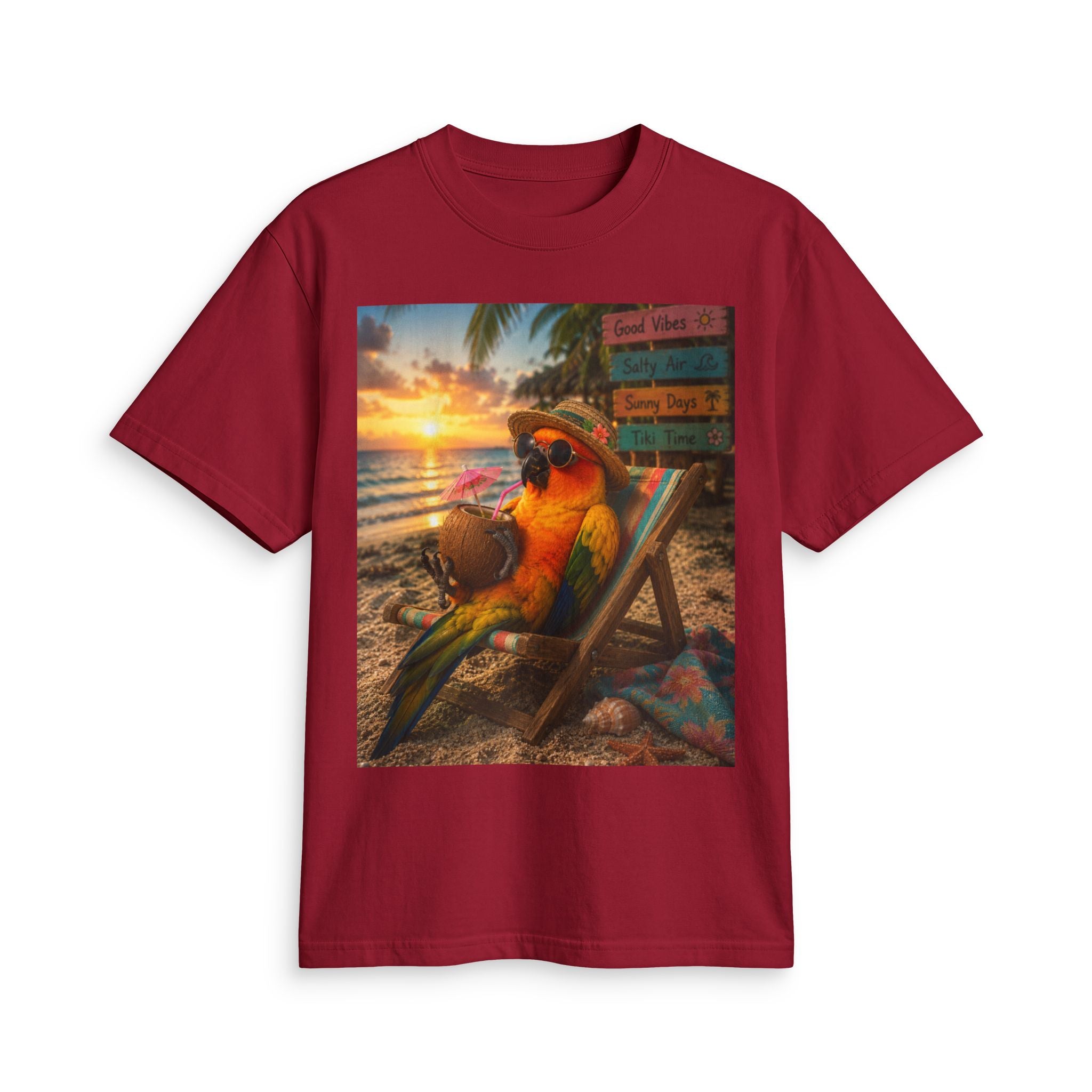 T-Shirt — "Birds and Salt Life" Tropical Beach Parrot Graphic Tee