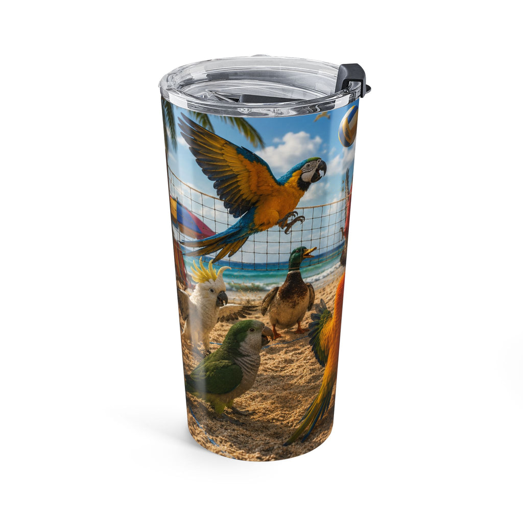 20oz Tumbler — Tropical Beach Birds Volleyball Design