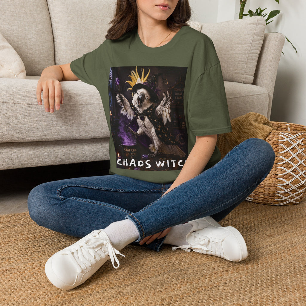 Chaos Witch T‑Shirt — Gothic Crow Crown Illustration