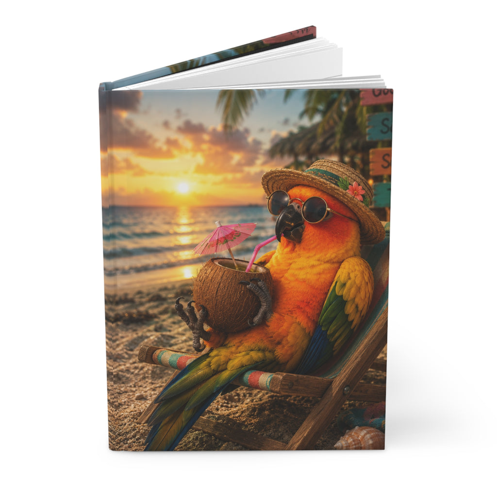 Tropical Parrot Beach Journal — Sunset Vacation Hardcover Notebook