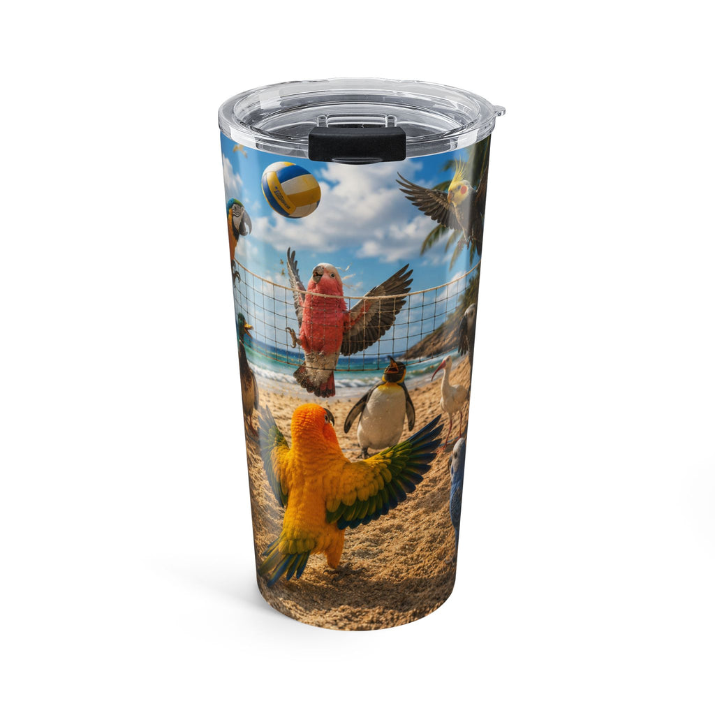 20oz Tumbler — Tropical Beach Birds Volleyball Design