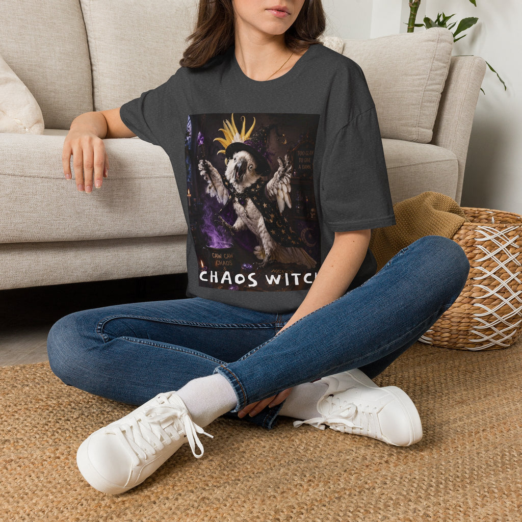Chaos Witch T‑Shirt — Gothic Crow Crown Illustration