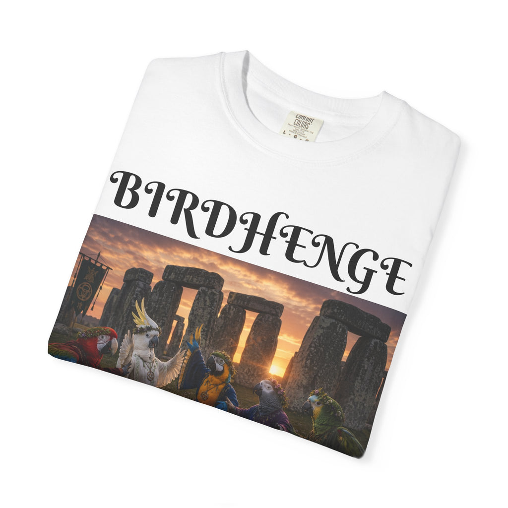 Birdhenge T‑Shirt — Vintage Stonehenge Witchy Graphic Tee (“I’ve Got Room For Birds And Brooms”)