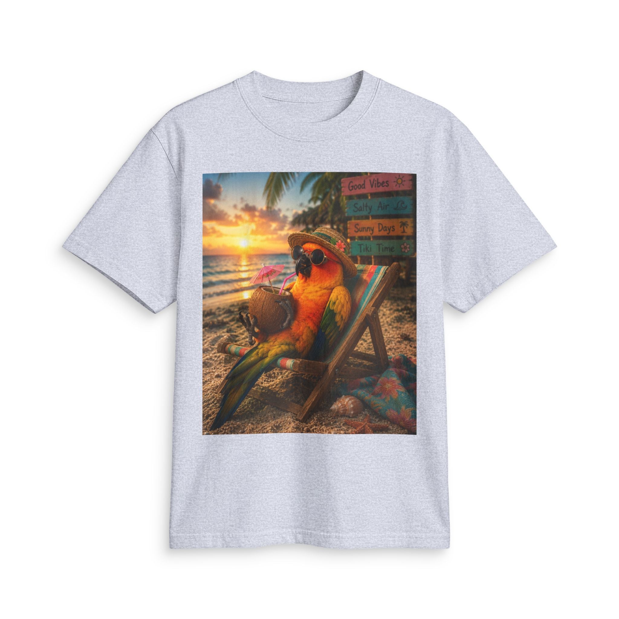 T-Shirt — "Birds and Salt Life" Tropical Beach Parrot Graphic Tee