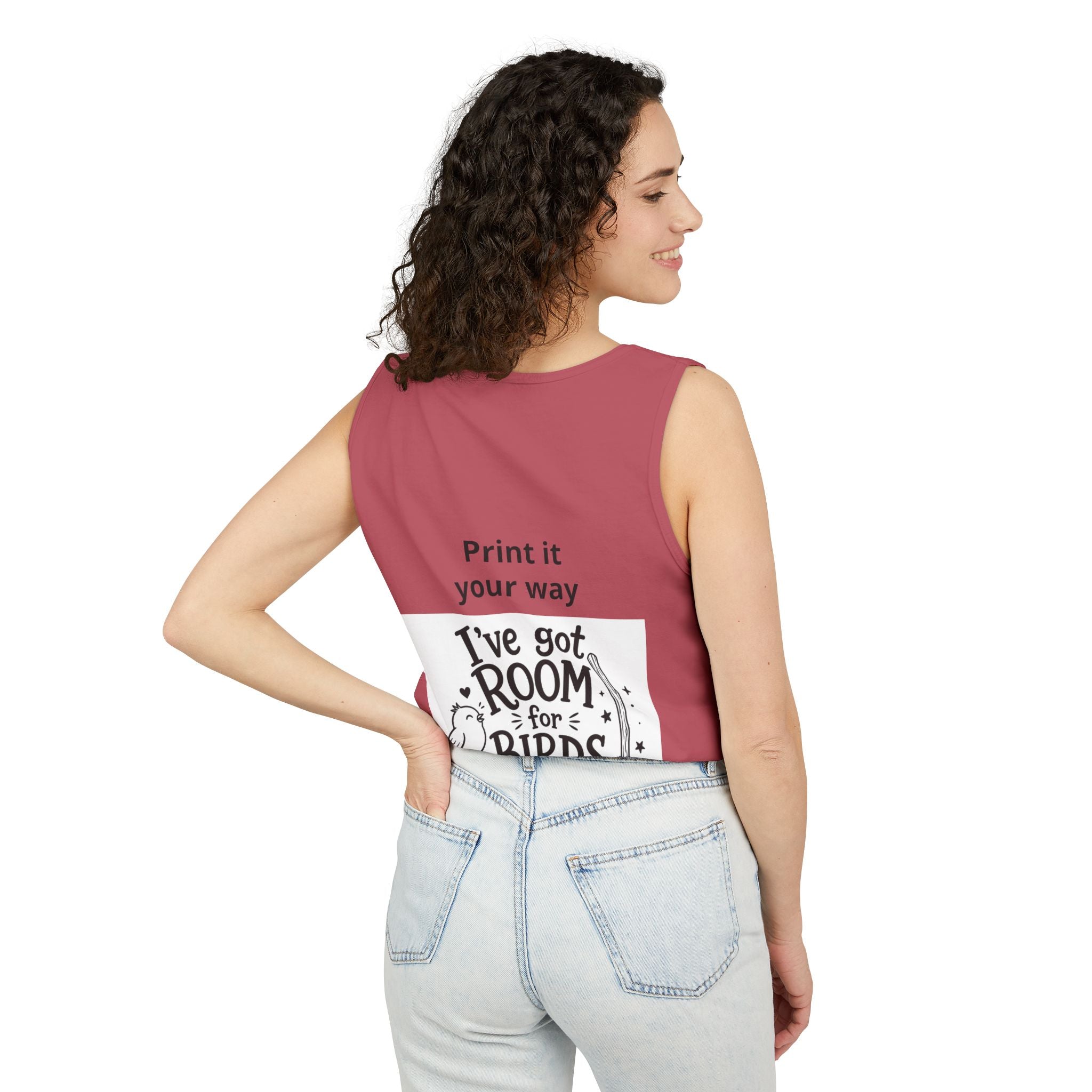 Wizard Flamingo Tank Top — "I’ve Got Room for Birds and Brooms" Graphic