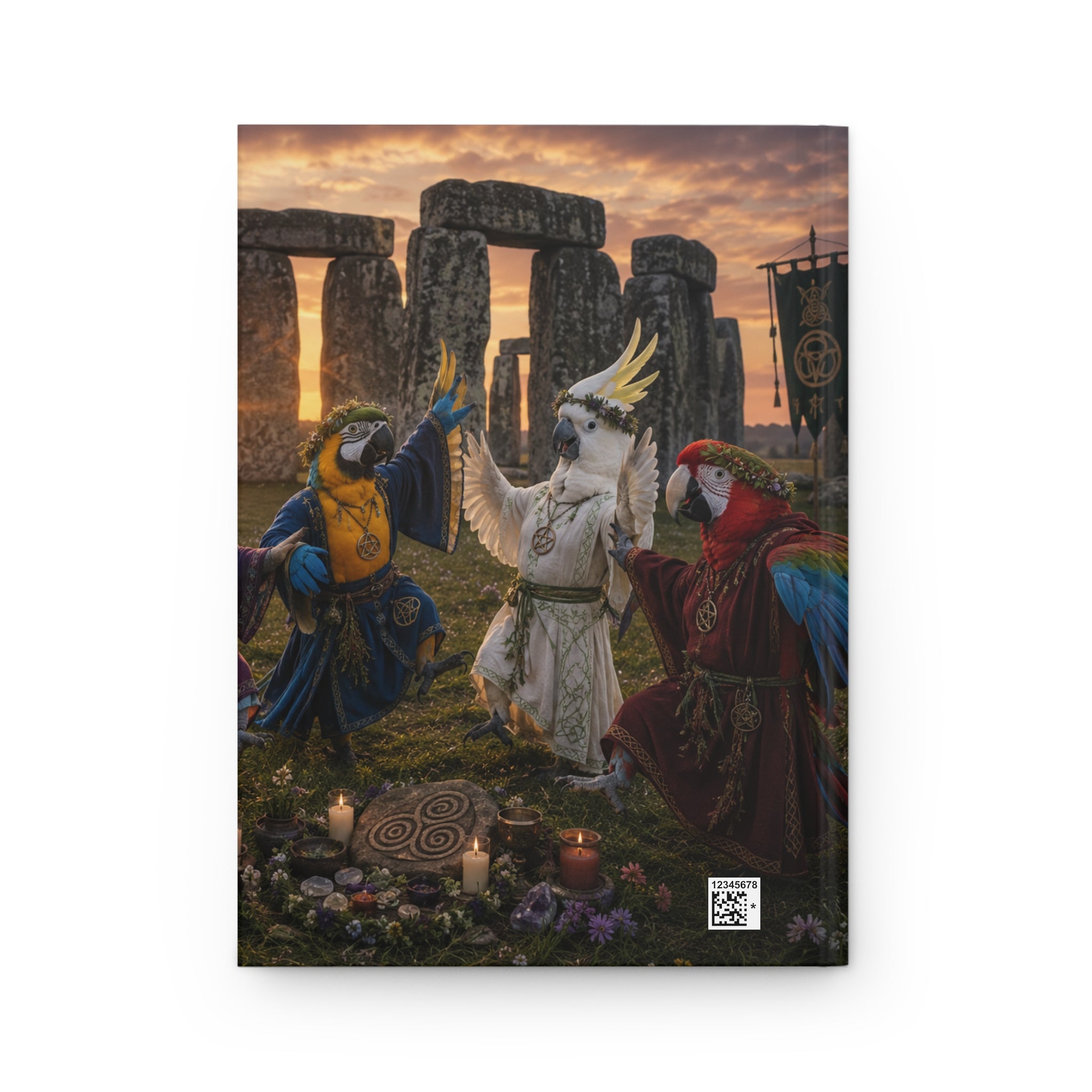 Mystic Parrots Stonehenge Journal — Fantasy Bird Grimoire Hardcover