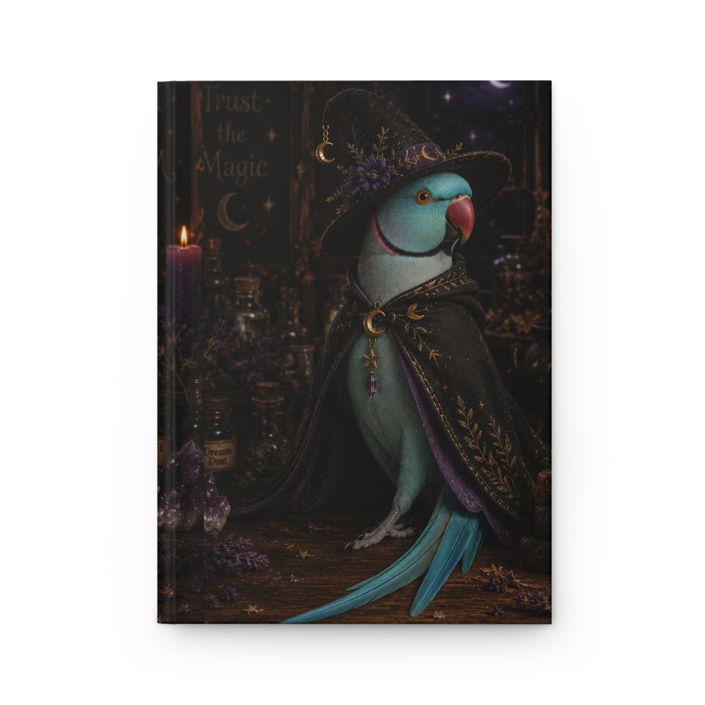 Witchy Parakeet Hardcover Journal — 'Trust the Magic' Mystical Notebook