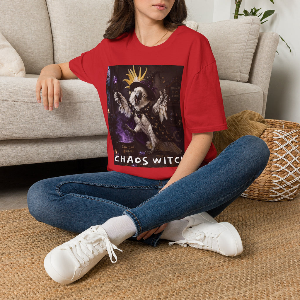 Chaos Witch T‑Shirt — Gothic Crow Crown Illustration