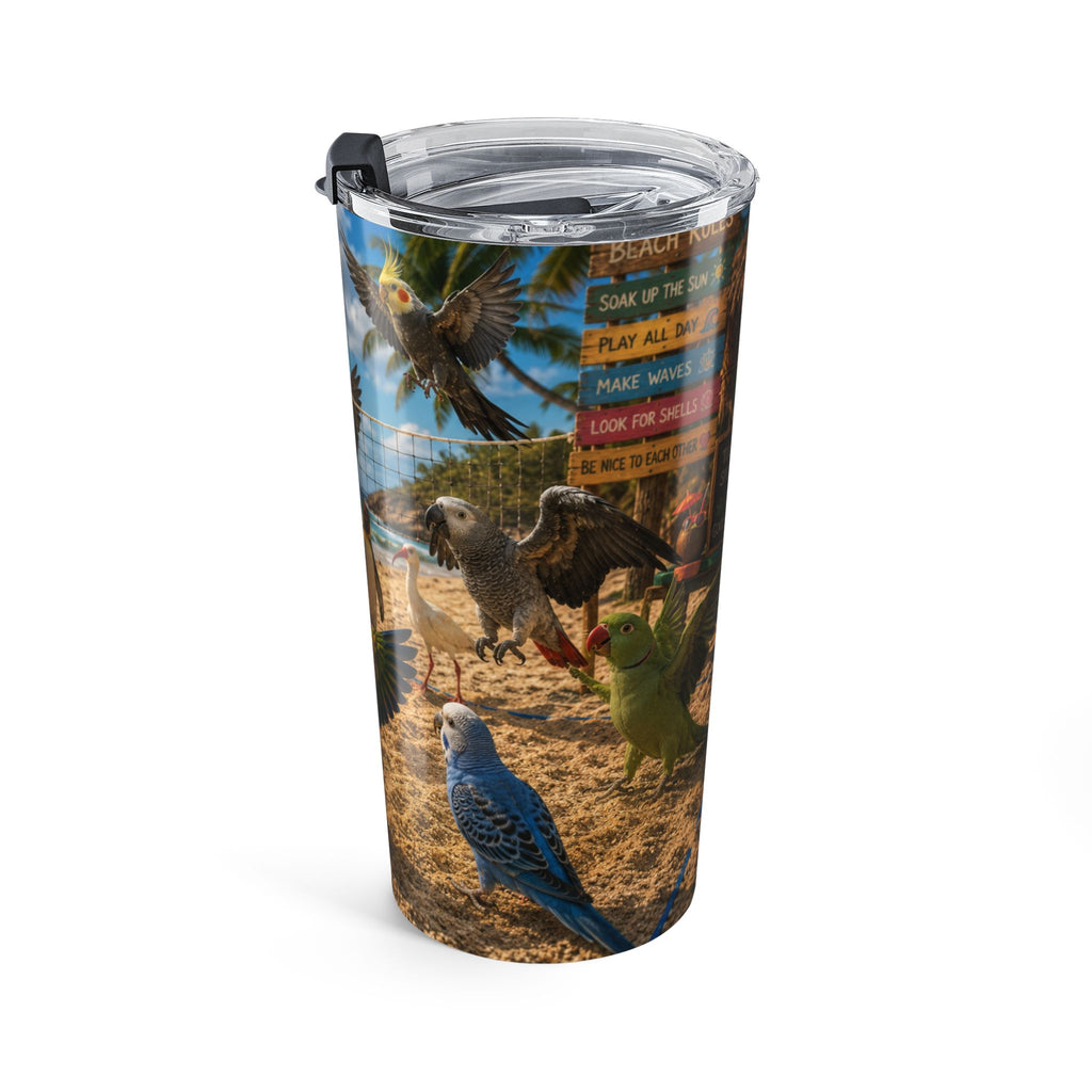 20oz Tumbler — Tropical Beach Birds Volleyball Design