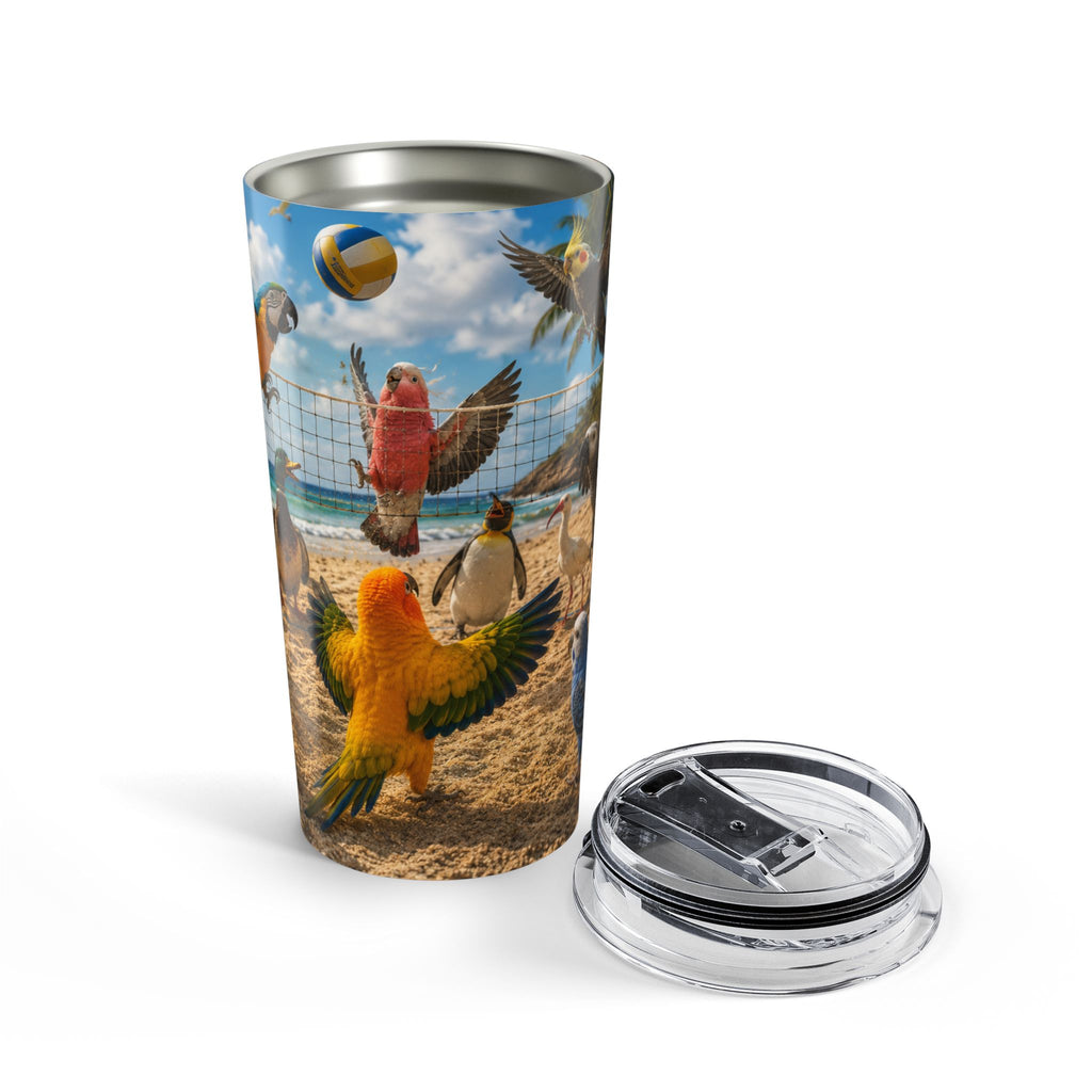 20oz Tumbler — Tropical Beach Birds Volleyball Design