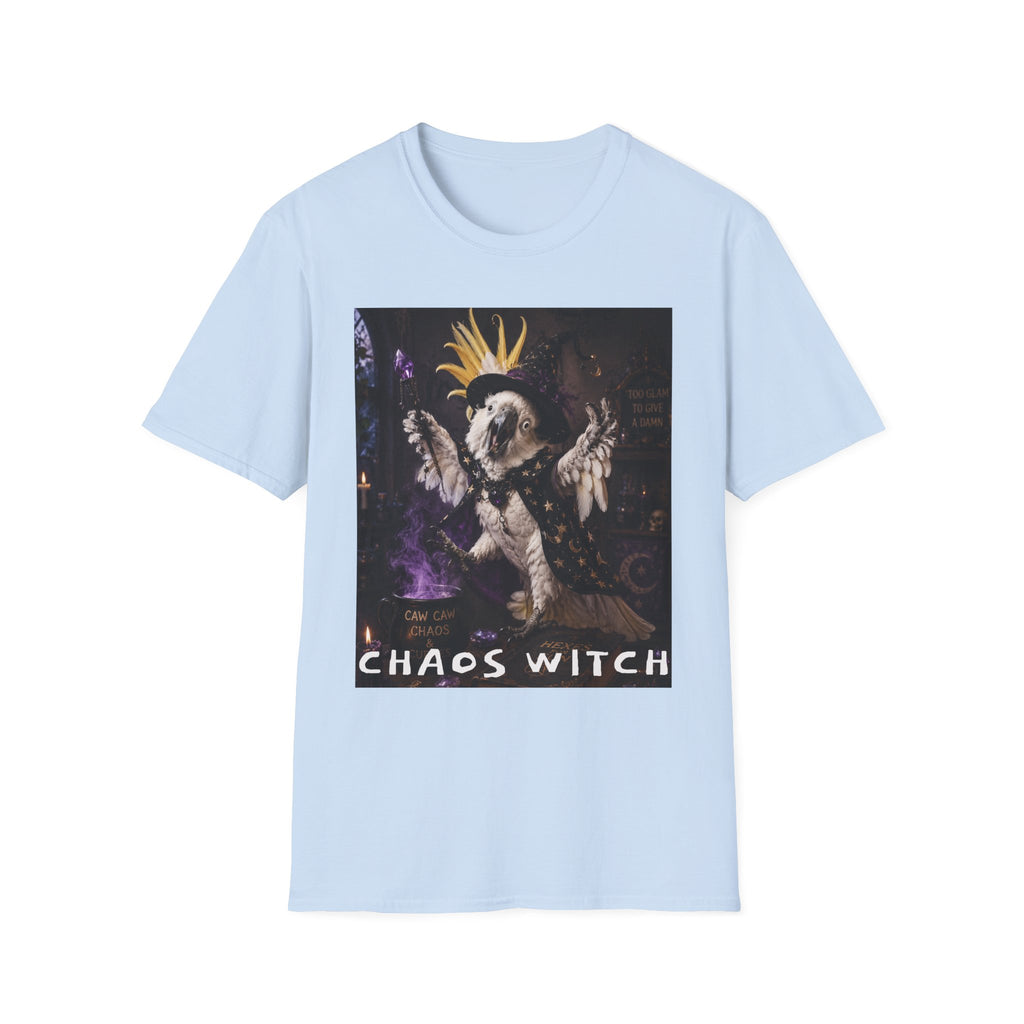 Chaos Witch T‑Shirt — Gothic Crow Crown Illustration