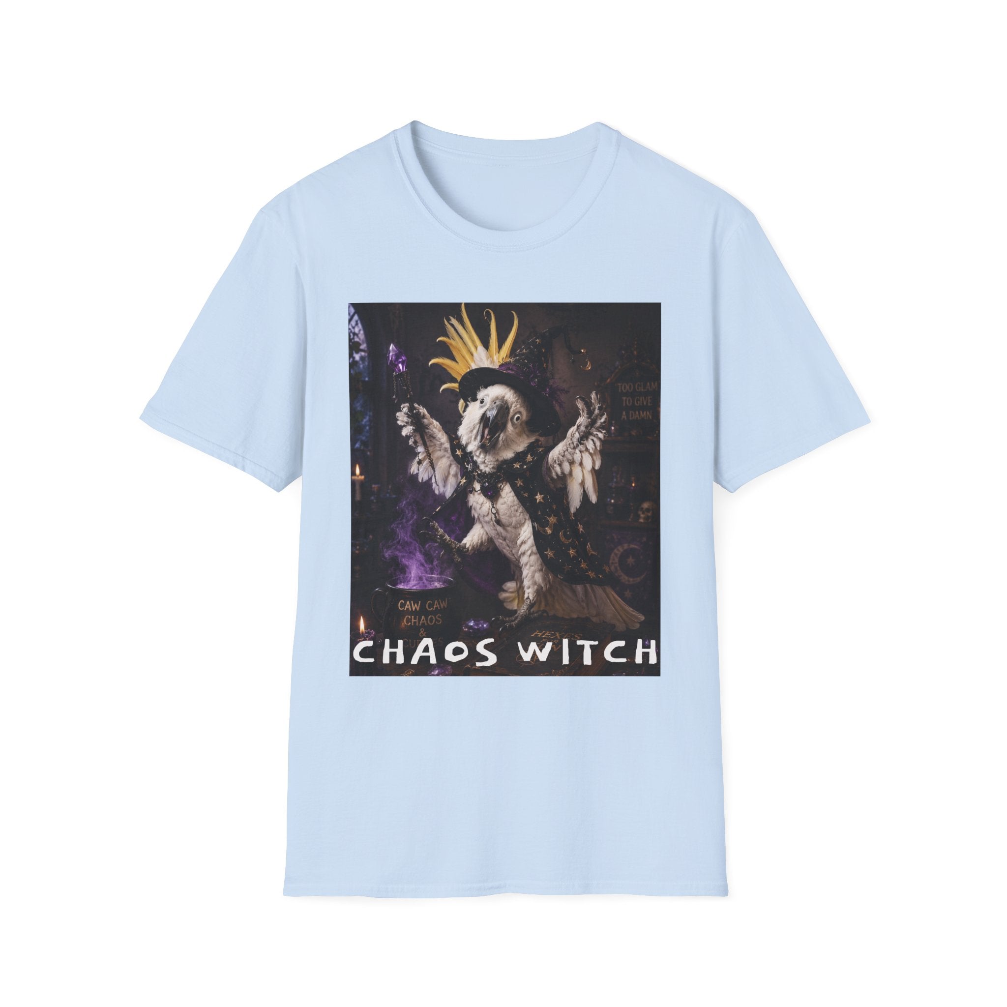 Chaos Witch T‑Shirt — Gothic Crow Crown Illustration