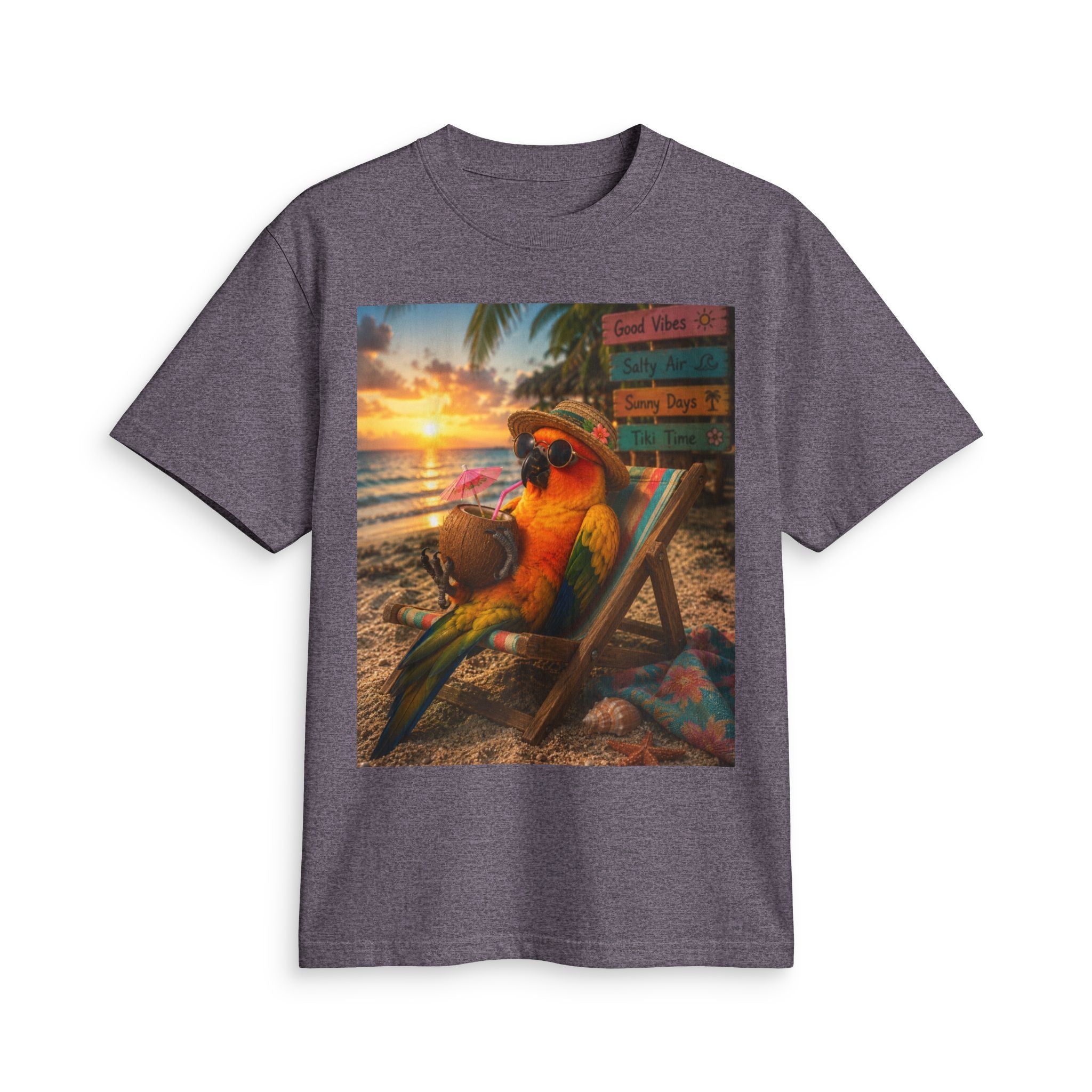 T-Shirt — "Birds and Salt Life" Tropical Beach Parrot Graphic Tee