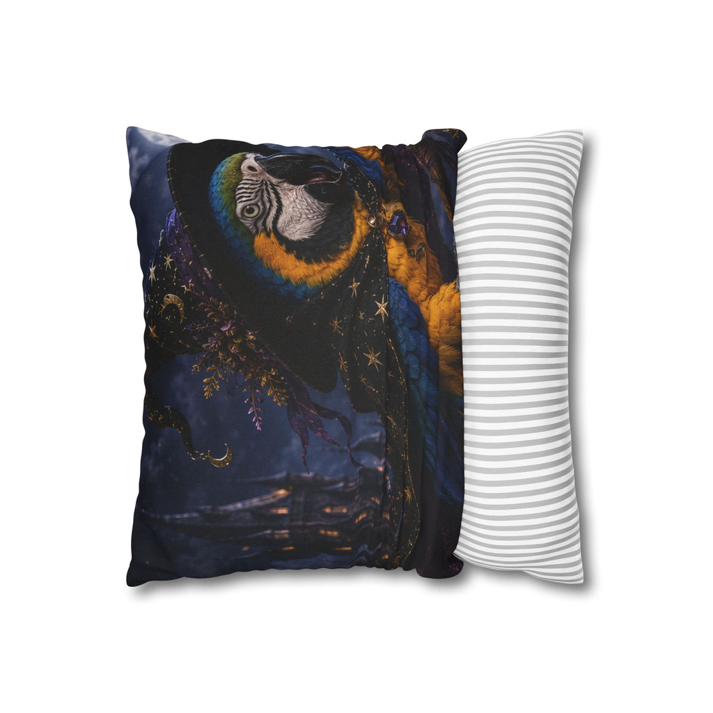 Mystic Parrot Decorative Pillowcase — Nighttime Wizardry Macaw Accent