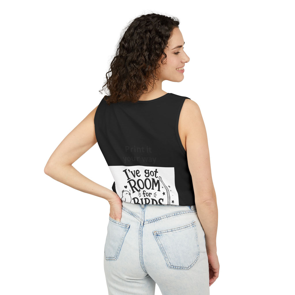 Wizard Flamingo Tank Top — "I’ve Got Room for Birds and Brooms" Graphic