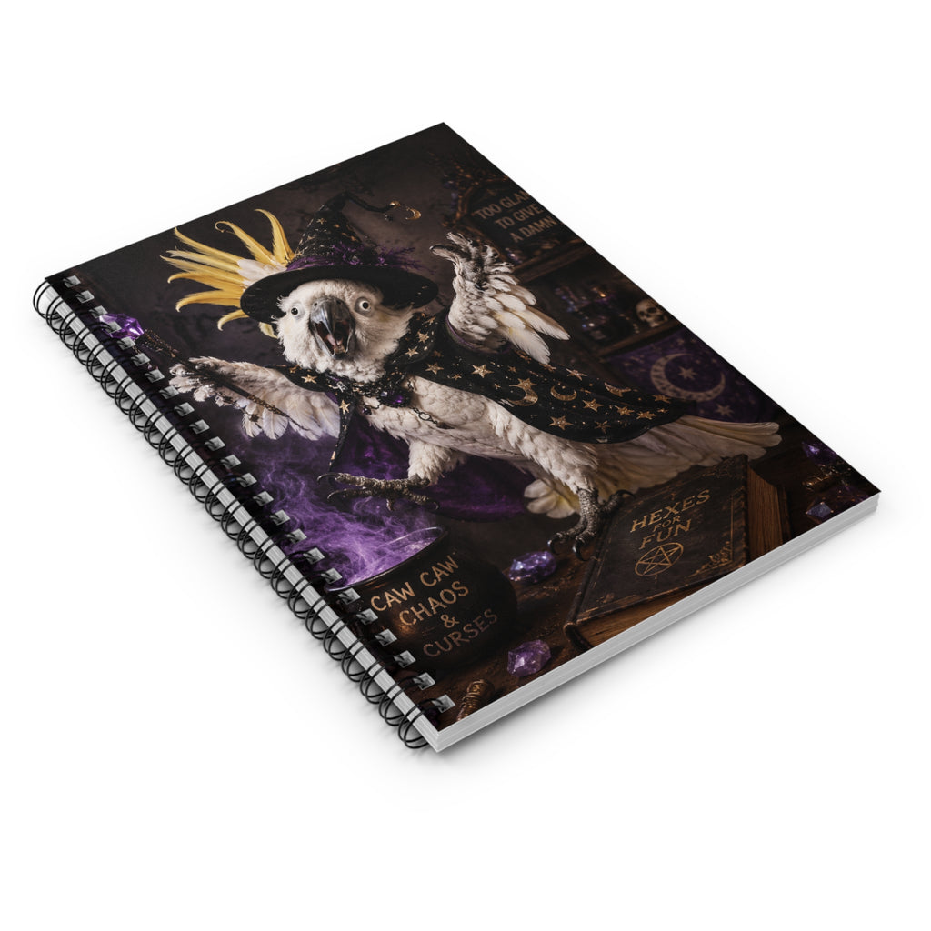 Witch Parrot Spiral Notebook — Magical Grimoires & Caw Caw Chaos Ruled Journal