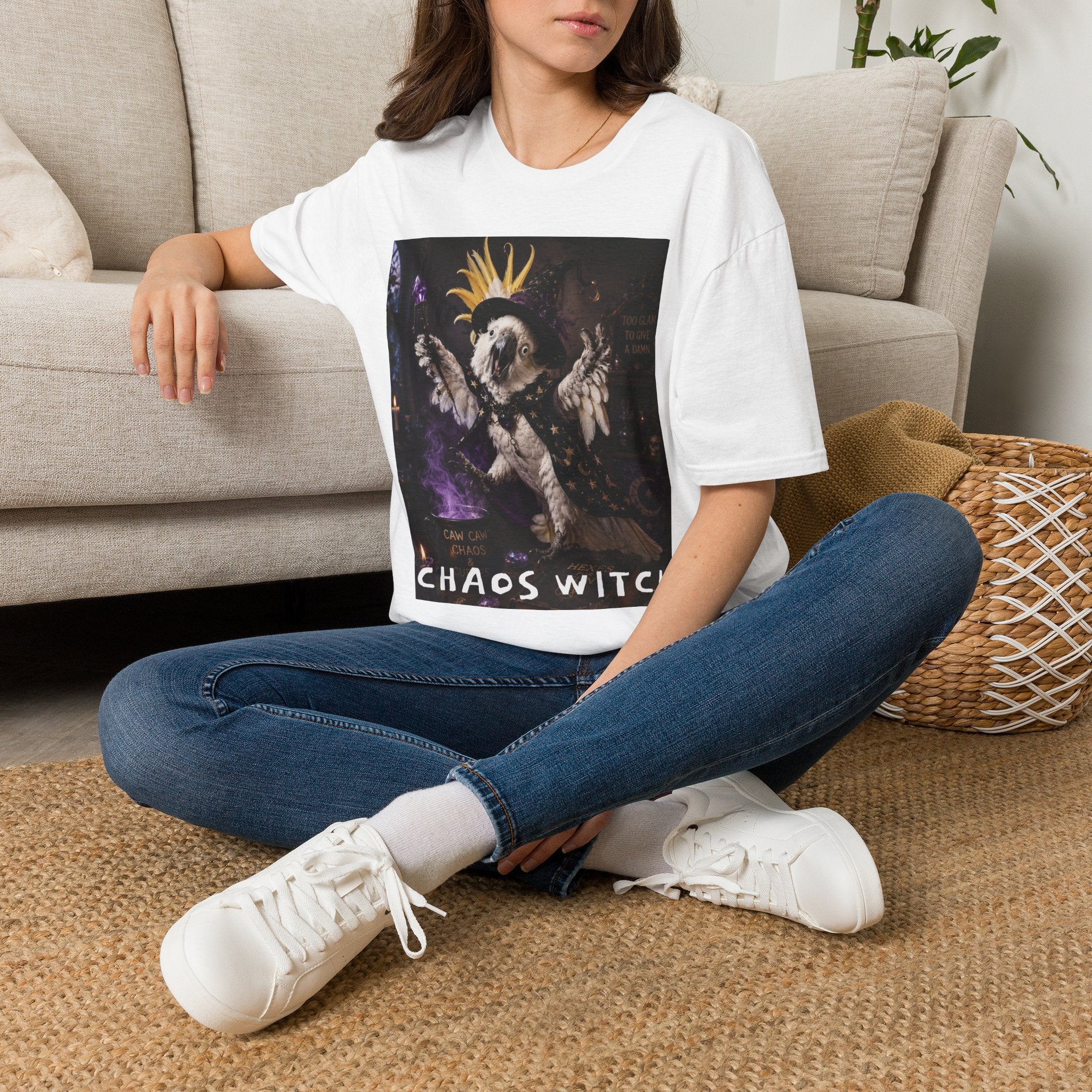 Chaos Witch T‑Shirt — Gothic Crow Crown Illustration