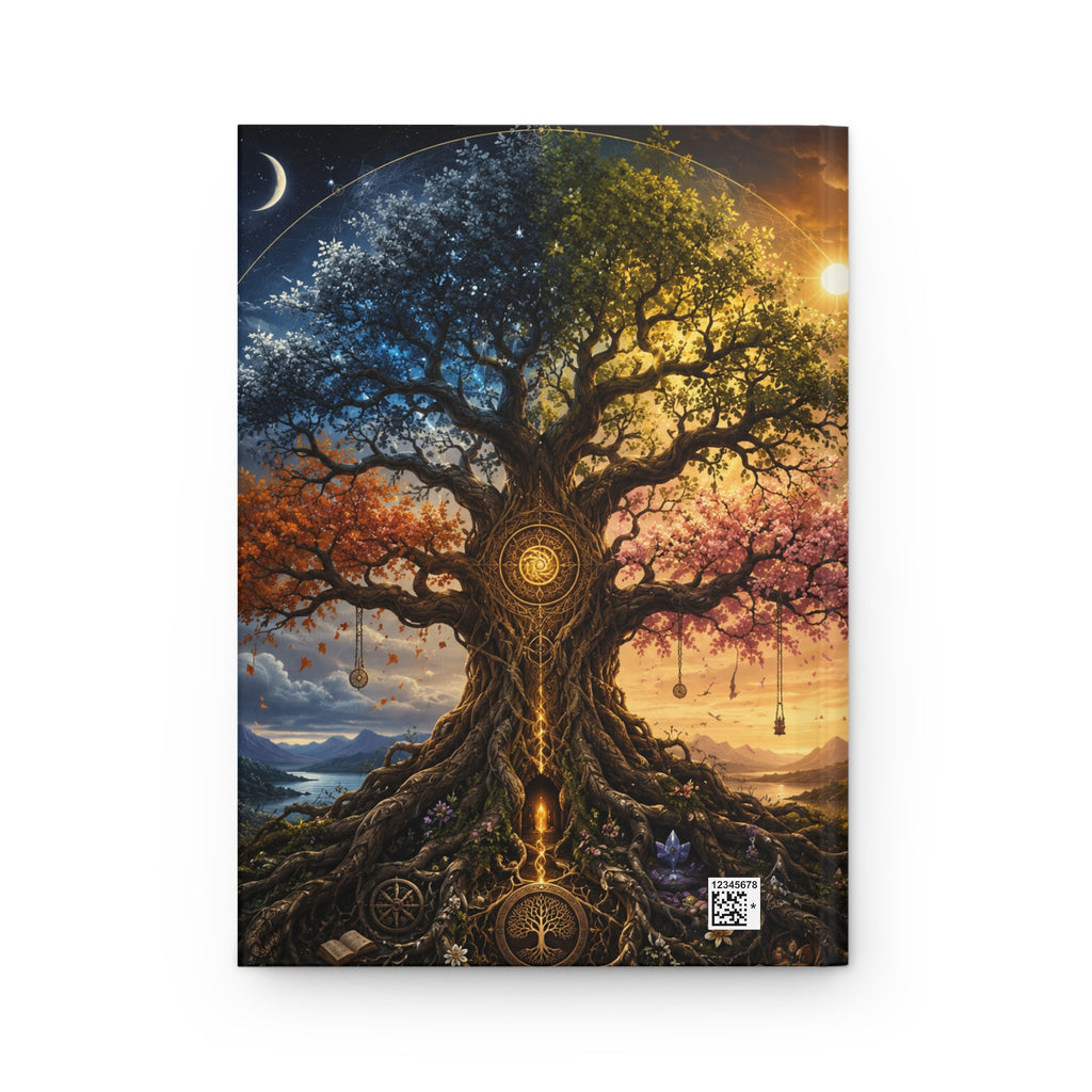Tree of Seasons Hardcover Journal — Mystical Yggdrasil Art Notebook