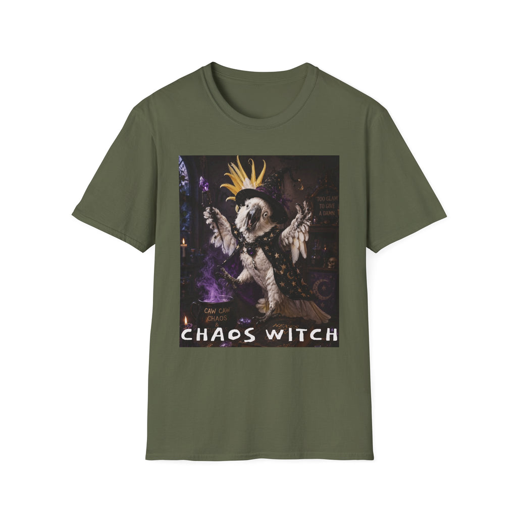 Chaos Witch T‑Shirt — Gothic Crow Crown Illustration