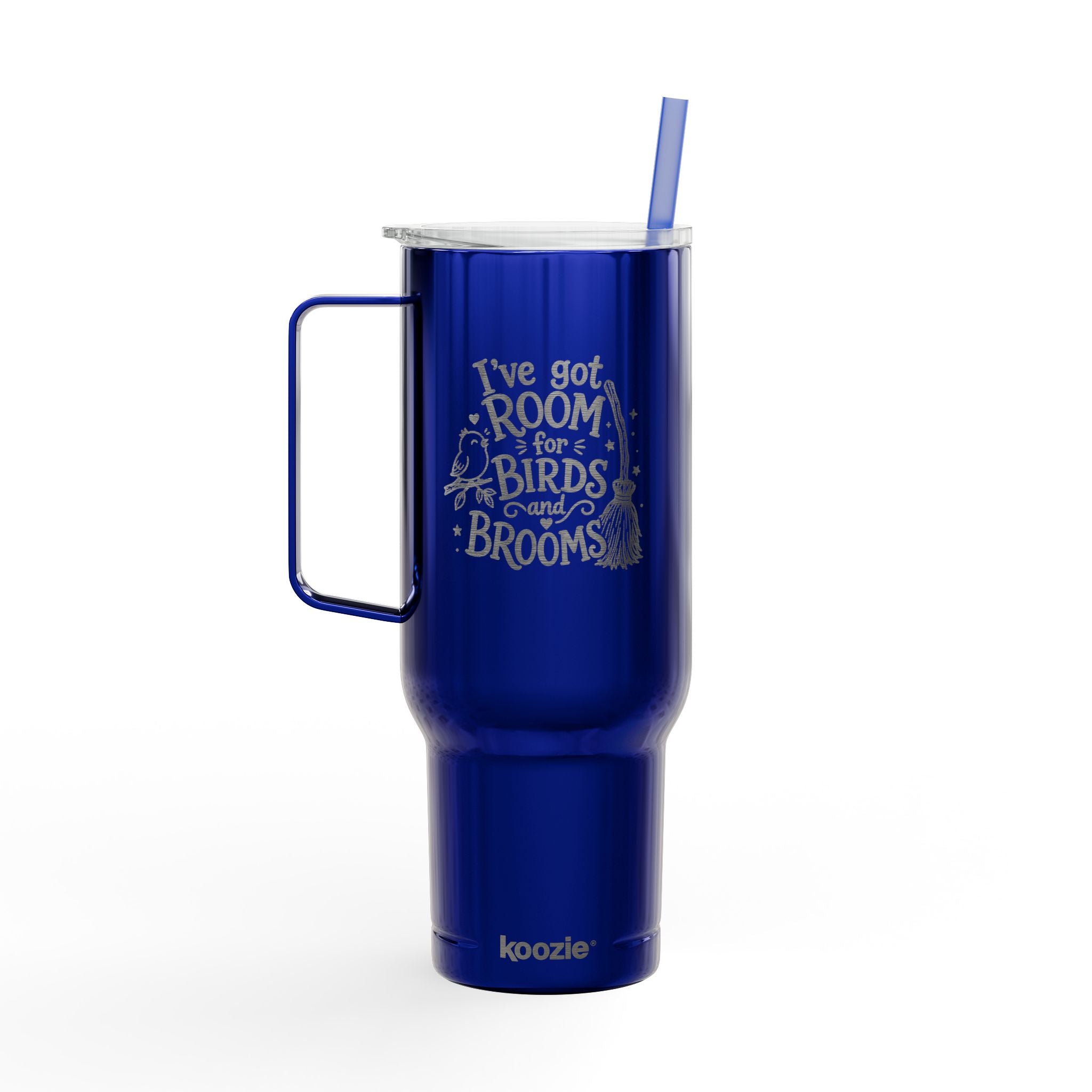 40oz Engraved Tumbler — "I've Got Room for Birds and Brooms" (Insulated Travel Mug)