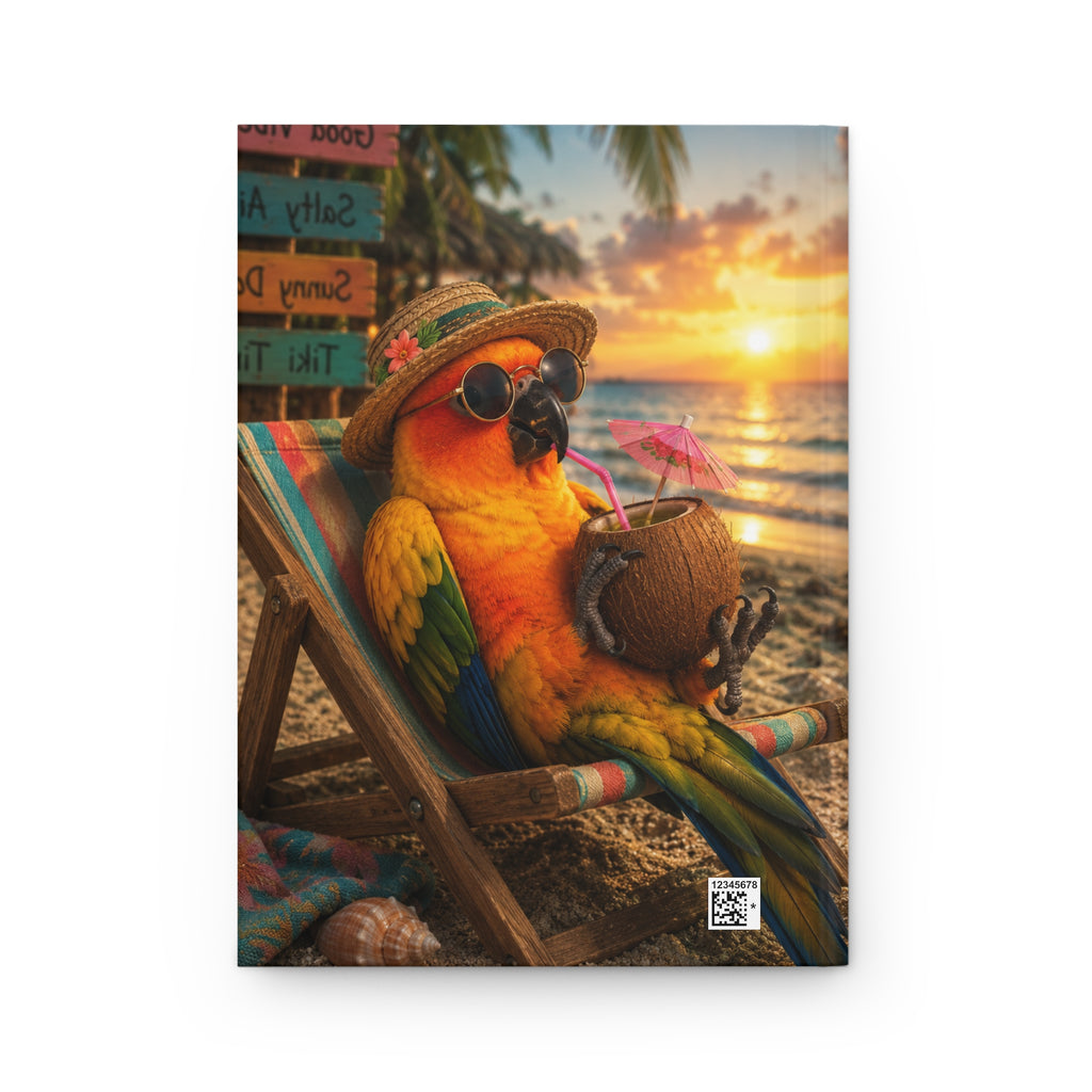 Tropical Parrot Beach Journal — Sunset Vacation Hardcover Notebook