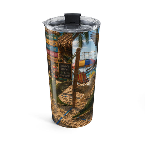 20oz Tumbler — Tropical Beach Birds Volleyball Design