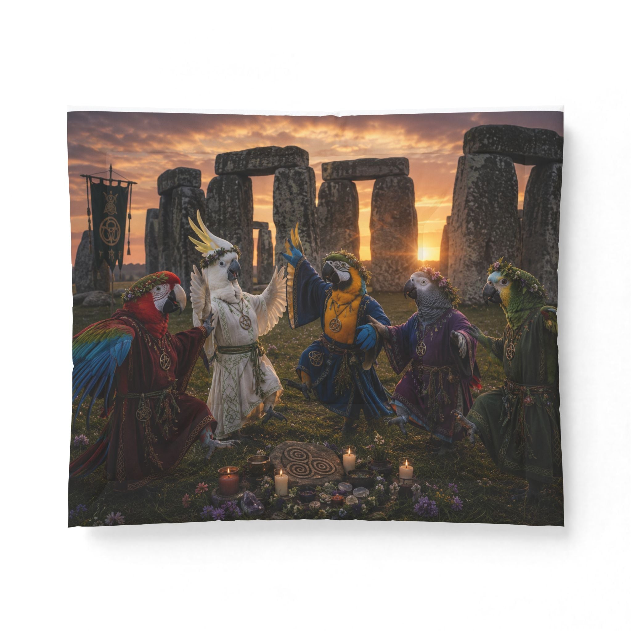 Stone Circle Parrot Ritual Cotton Comforter