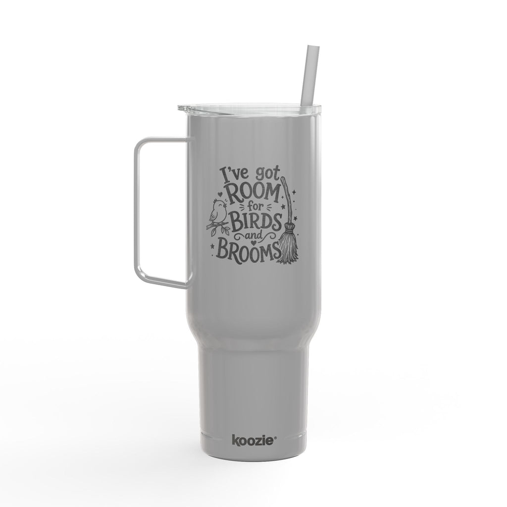40oz Engraved Tumbler — "I've Got Room for Birds and Brooms" (Insulated Travel Mug)