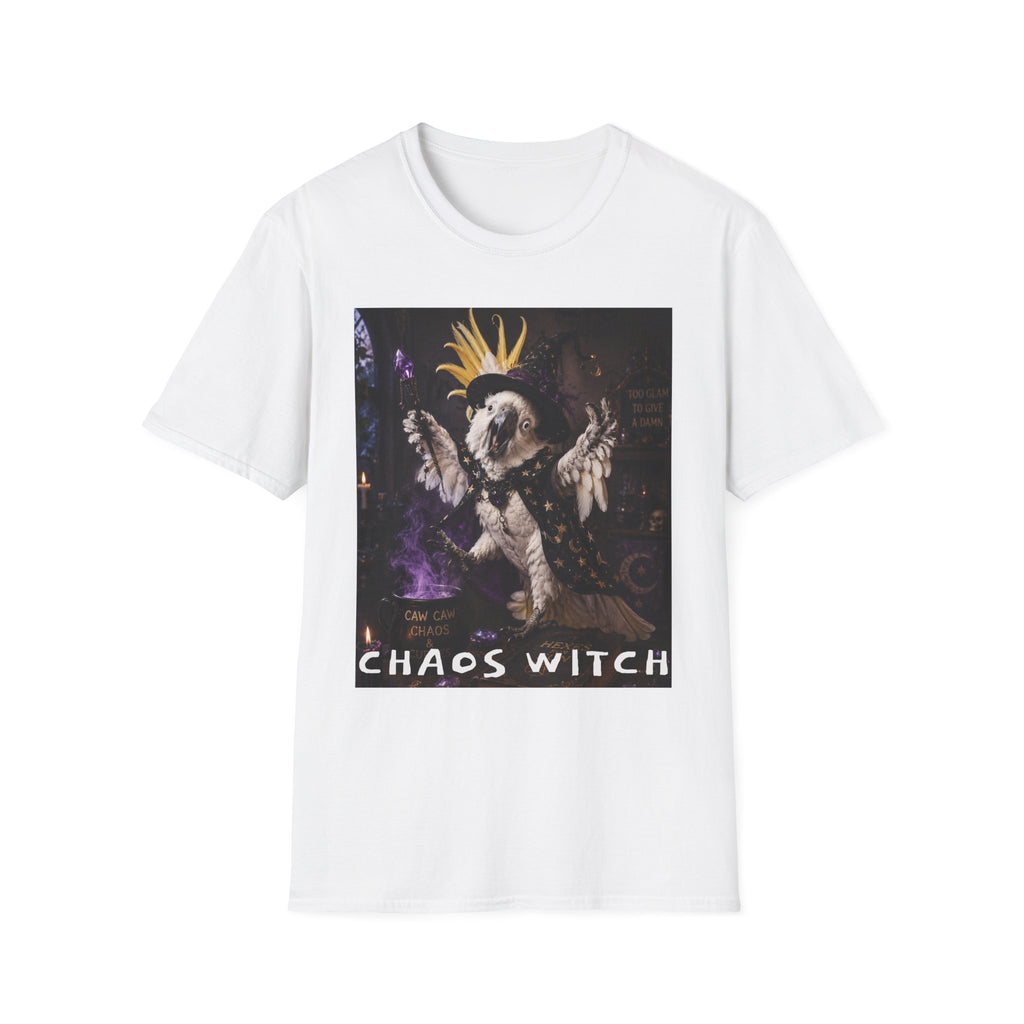 Chaos Witch T‑Shirt — Gothic Crow Crown Illustration