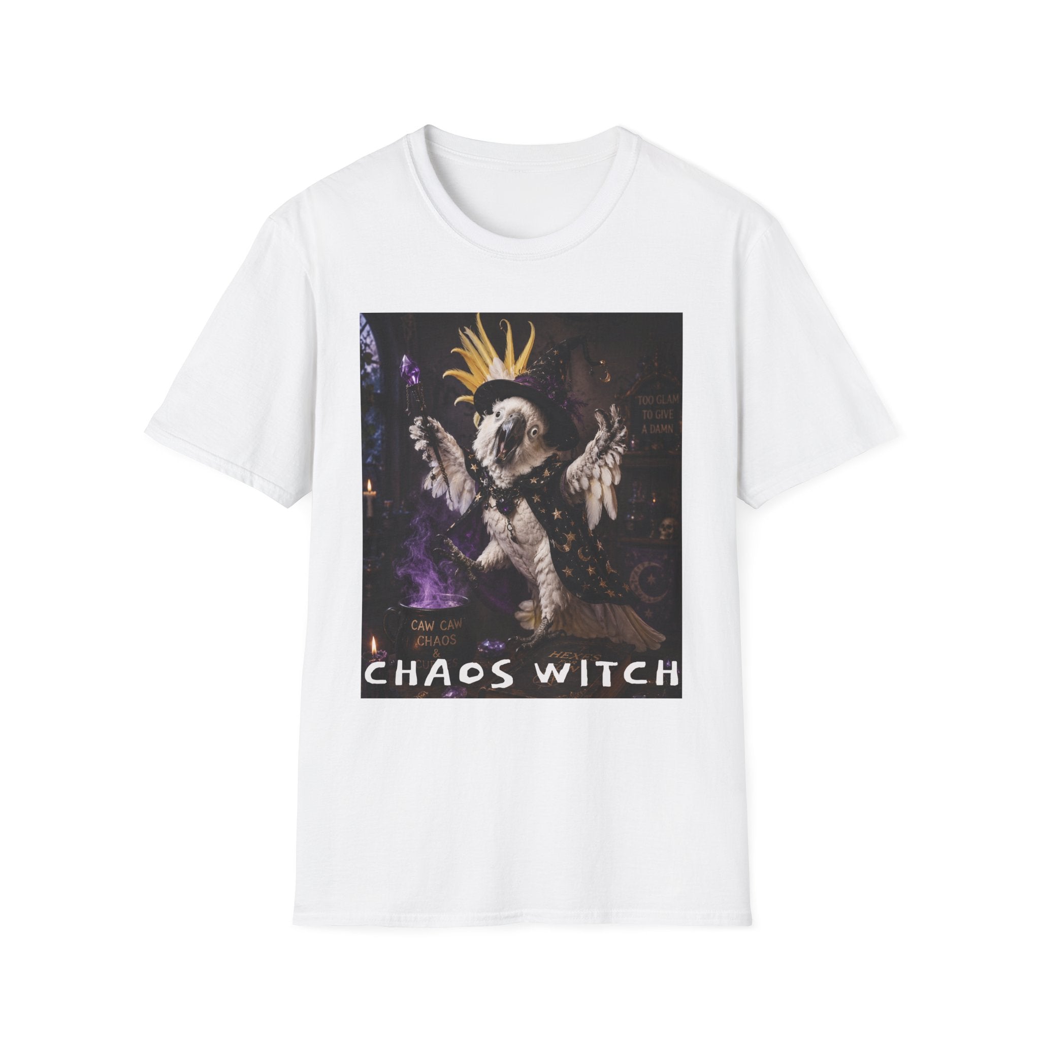 Chaos Witch T‑Shirt — Gothic Crow Crown Illustration
