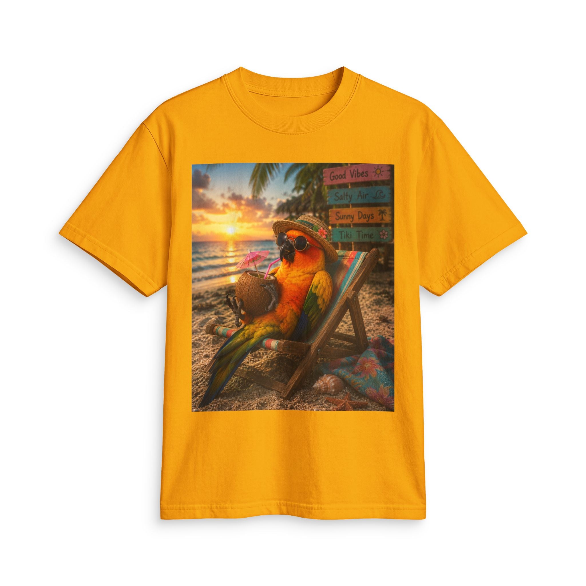 T-Shirt — "Birds and Salt Life" Tropical Beach Parrot Graphic Tee