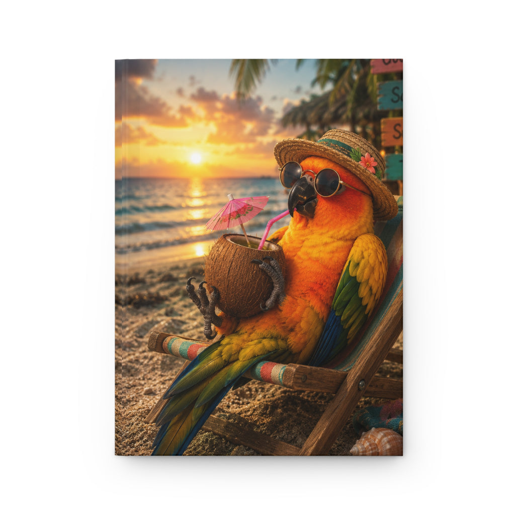 Tropical Parrot Beach Journal — Sunset Vacation Hardcover Notebook