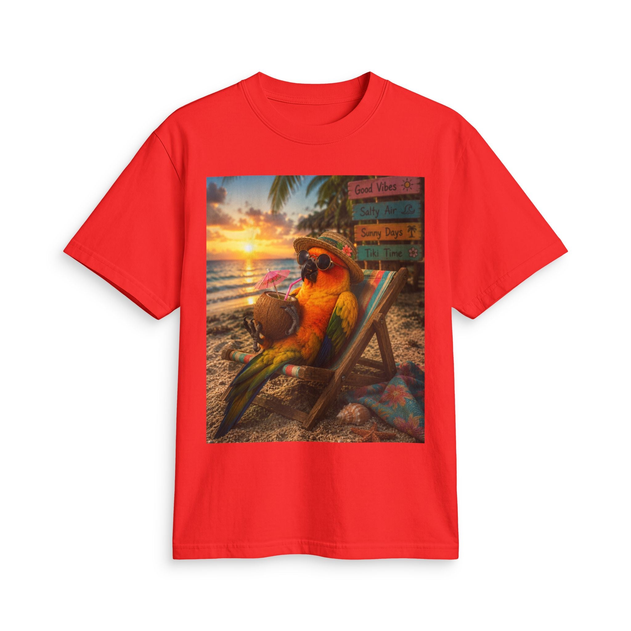 T-Shirt — "Birds and Salt Life" Tropical Beach Parrot Graphic Tee